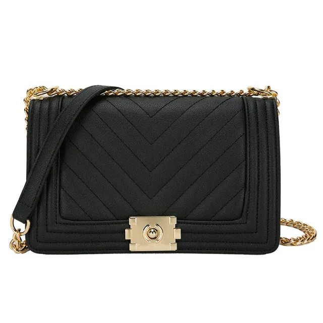 Vintage Diamond Chain Ladies Shoulder Bag Black - Shop at LoveMi