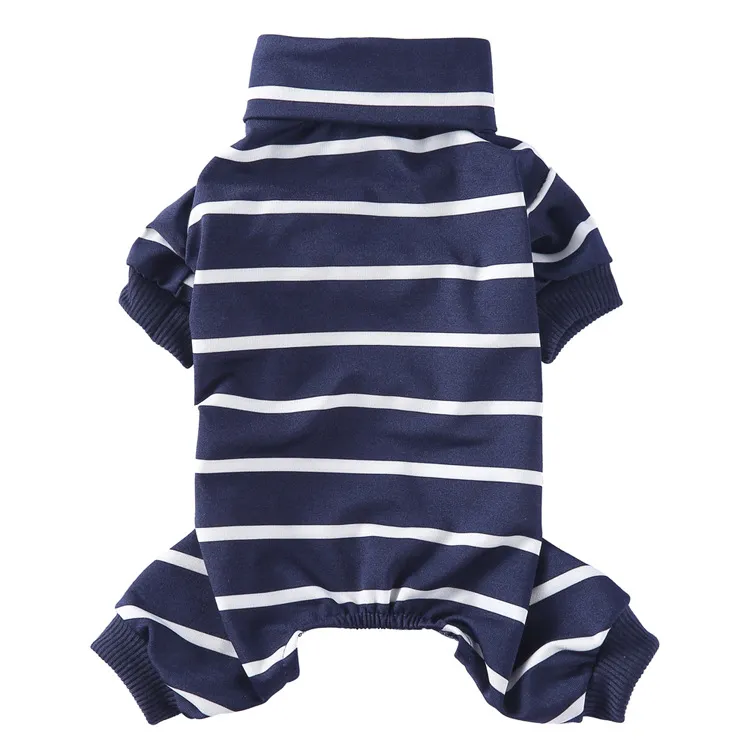 Fashion High Collar Striped Pet Dog Pajamas - Blue