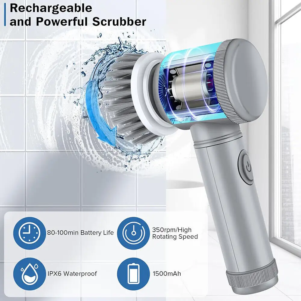 Rechargeable Electric Cordless Cleaning Brush Spin Scrubber