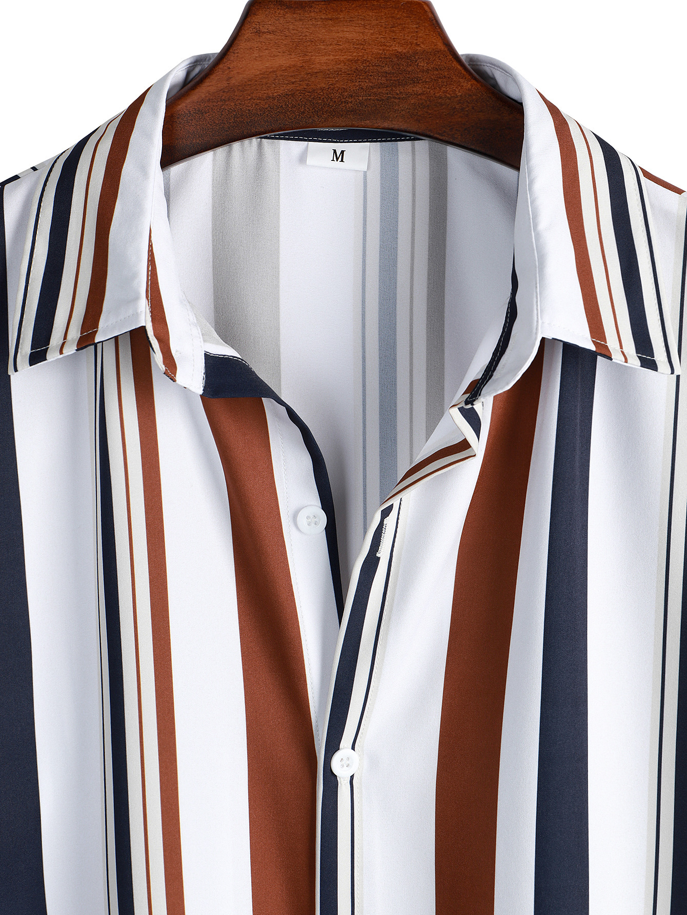 Title 14, Mens striped casual shirt with digital printin...