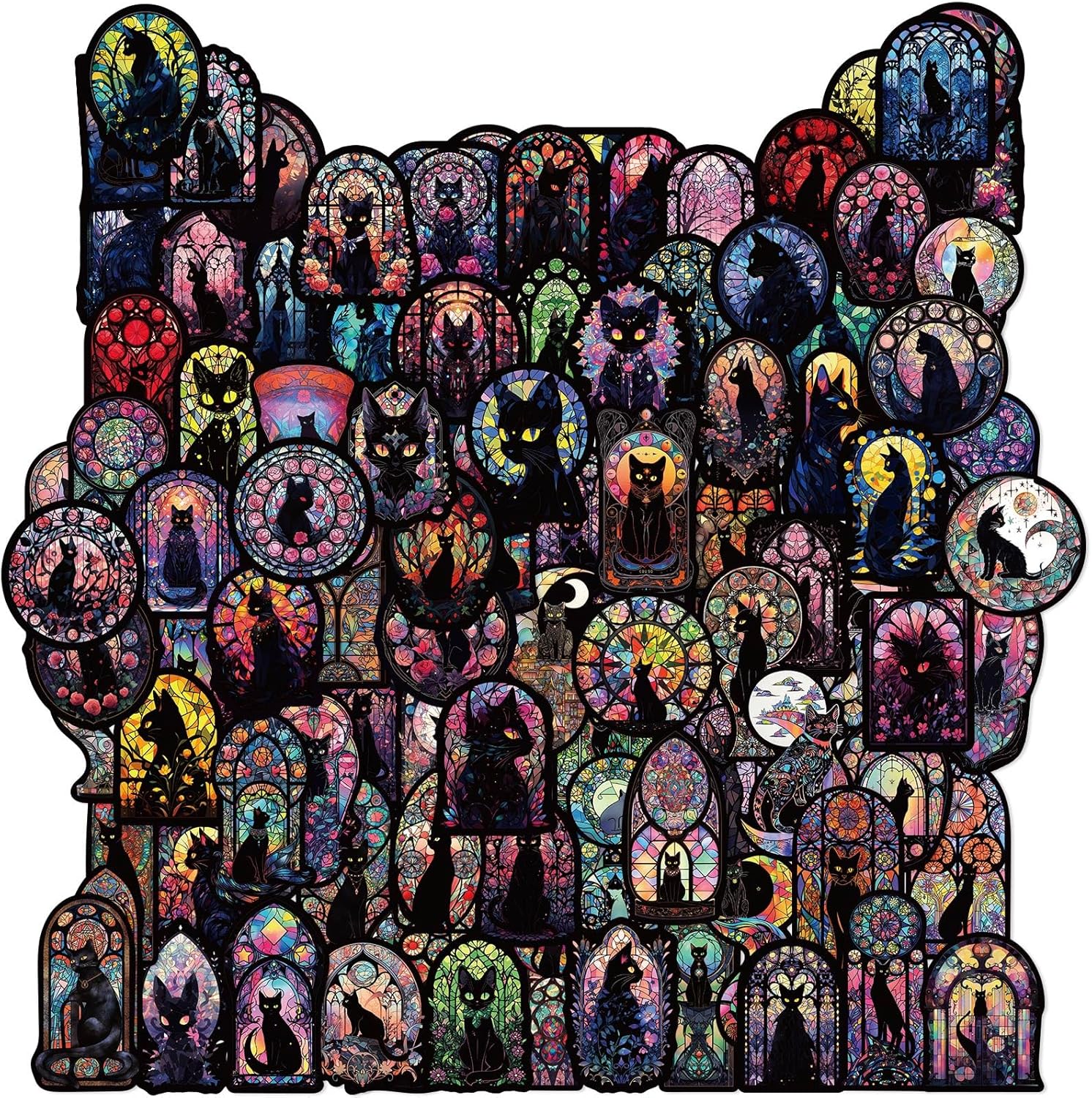 100Pcs Gothic Black Cat Stickers, Graffiti Decals, Gothic Accessories, Scrapbook Stickers For Laptop, Skateboard, Water Bottle, Luggage, Phone, For Teens And Adults Clearance Sale