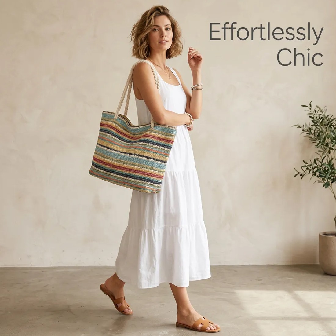Women Handbag Shoulder BagsNew Summer Large-Capacity Rainbow & Tote Bag — image 9