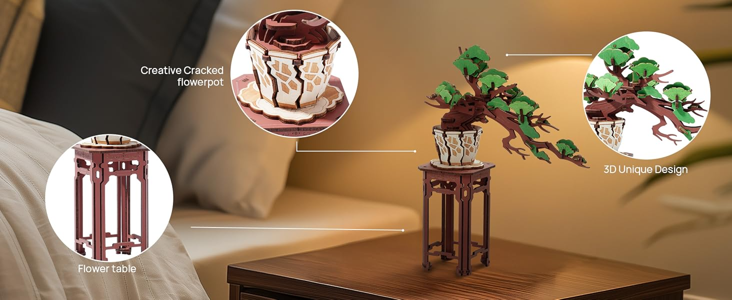 Rolife 3D Wooden Puzzles Bonsai Pine Tree Zen-tg510-A2