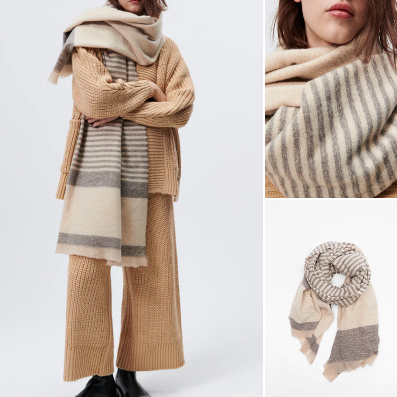 Women's Jewelry Stripe Mosaic Texture Scarf Fashionable And Warm