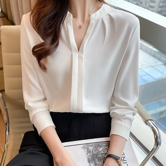 Women's New Fashion Chiffon Shirt White - Shop at LoveMi