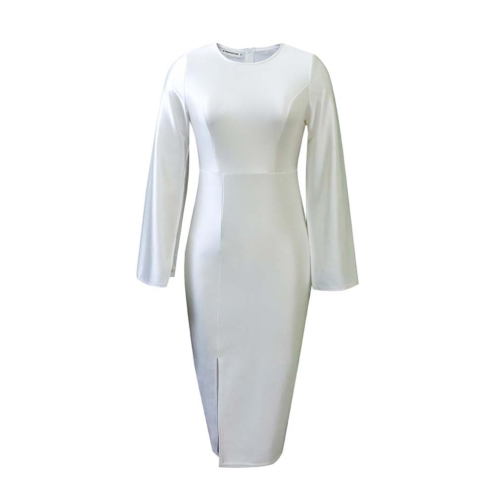 Solid Color Ladies Fashion Elegant Cape Dress Silver White - Shop at LoveMi