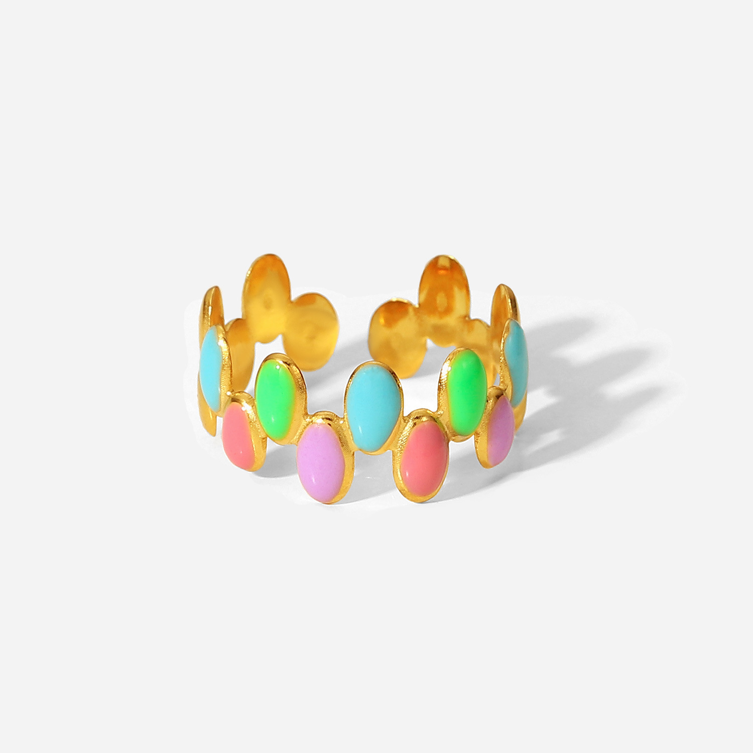 Colorful Drip Oil Double Oval Beanie Ring