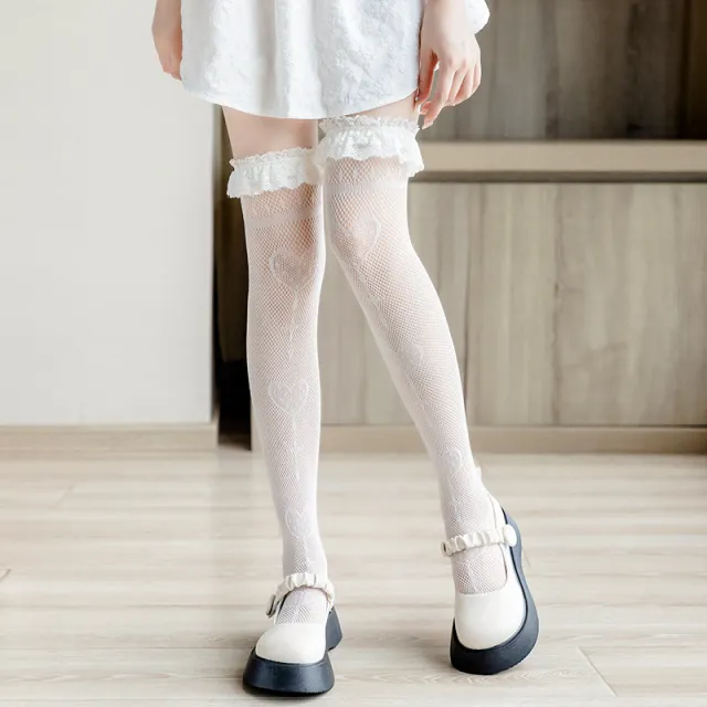 Breathable Lace Bow Long Stockings For Women B White - Shop at LoveMi