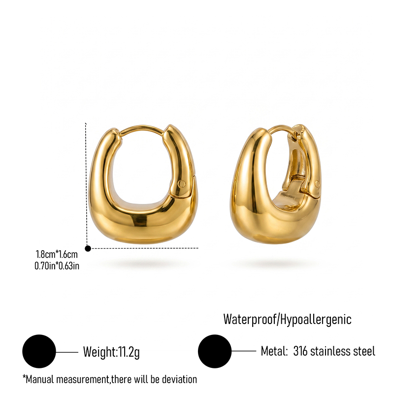 Vintage Elegant High-quality Stainless Steel Geometric U-shaped Earrings