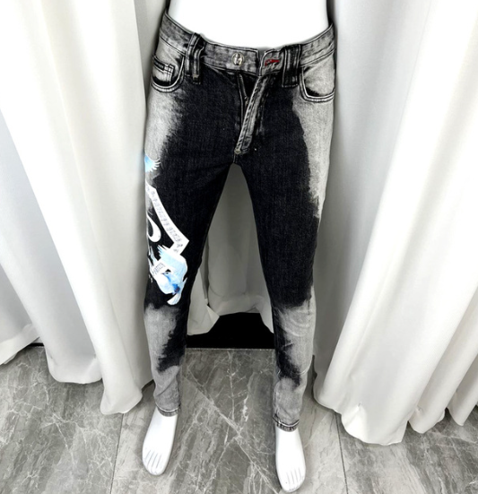 Human Bone Ripped Beggar Jeans Fashion Men