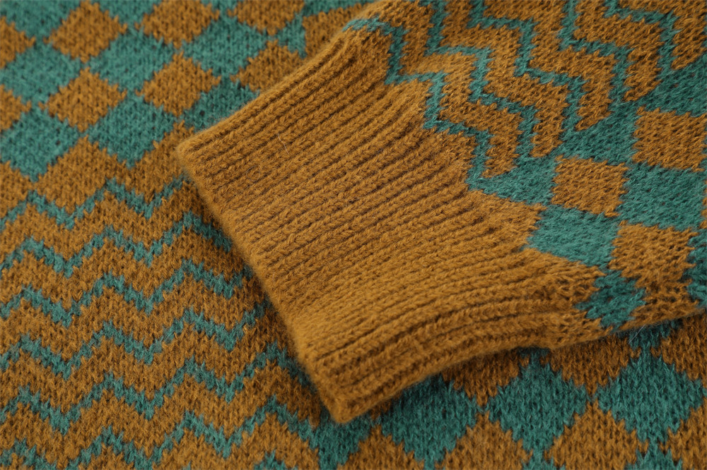 Men's Checkerboard Knitted Pullover Sweater