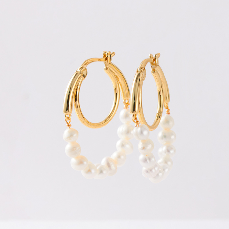 Women's Natural Pearl Ring Earrings