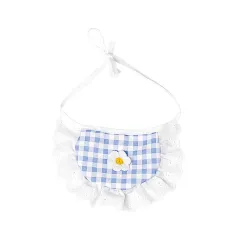 Summer Lace Faux Paw Corgi Teddy Sun Hat - Blue Plaid Bib - View 1