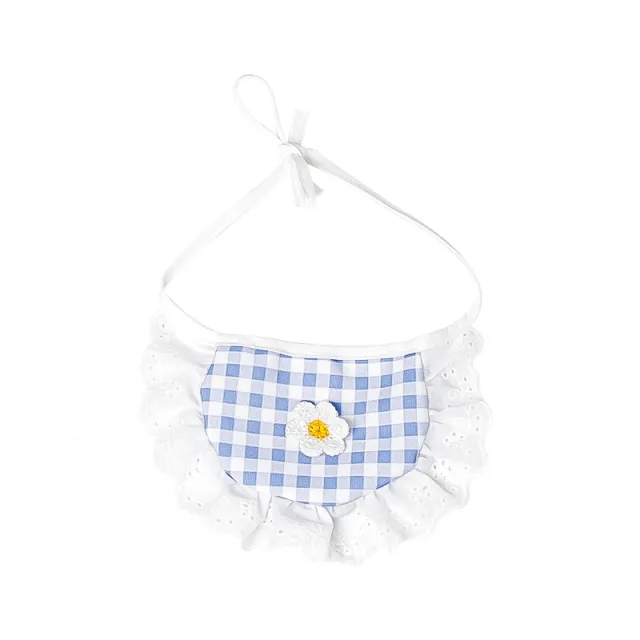 Summer Lace Faux Paw Corgi Teddy Sun Hat Blue Plaid Bib - Shop at LoveMi