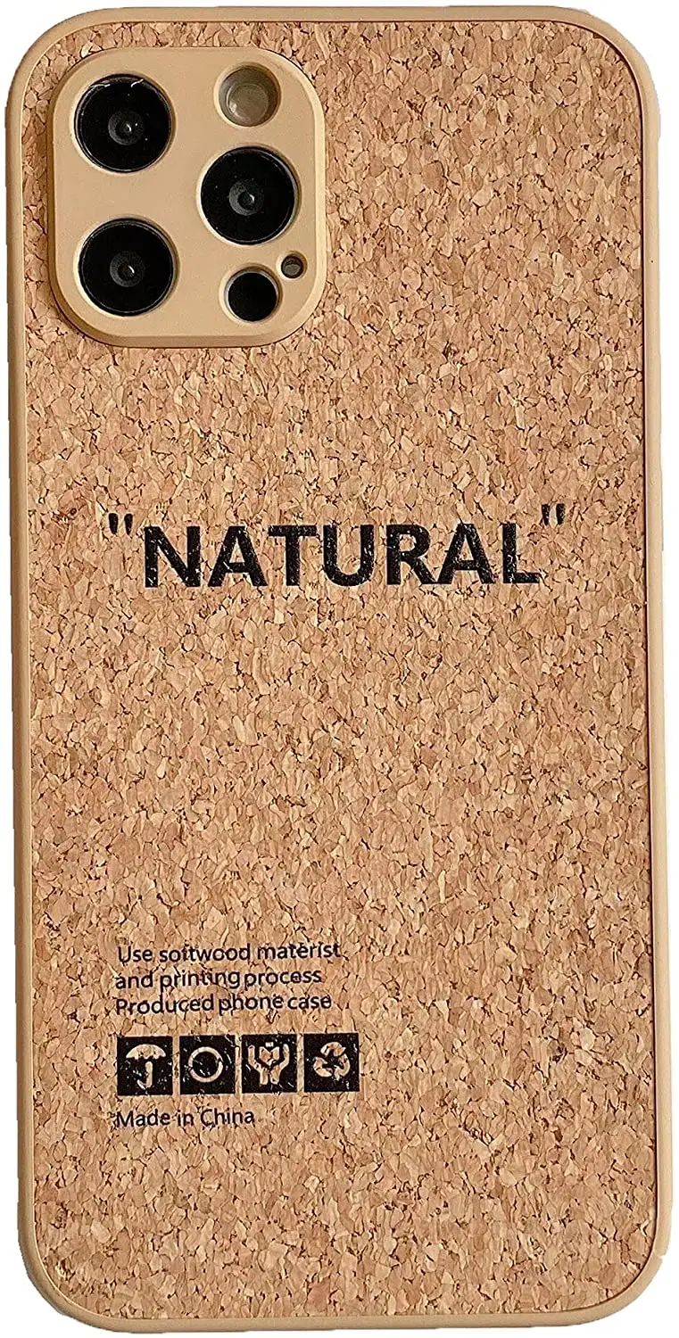 Wood Grain Phone Case Silicone Straight Edge Fine Hole