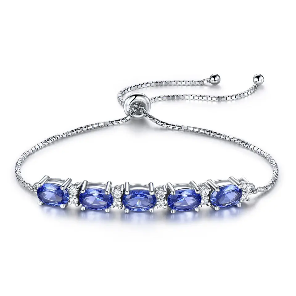 Bracelets for Women Gemstone Blue Topaz Adjustable Chain Link
