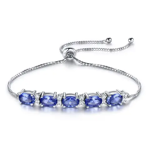 Bracelets for Women Gemstone Blue Topaz Adjustable Chain Link