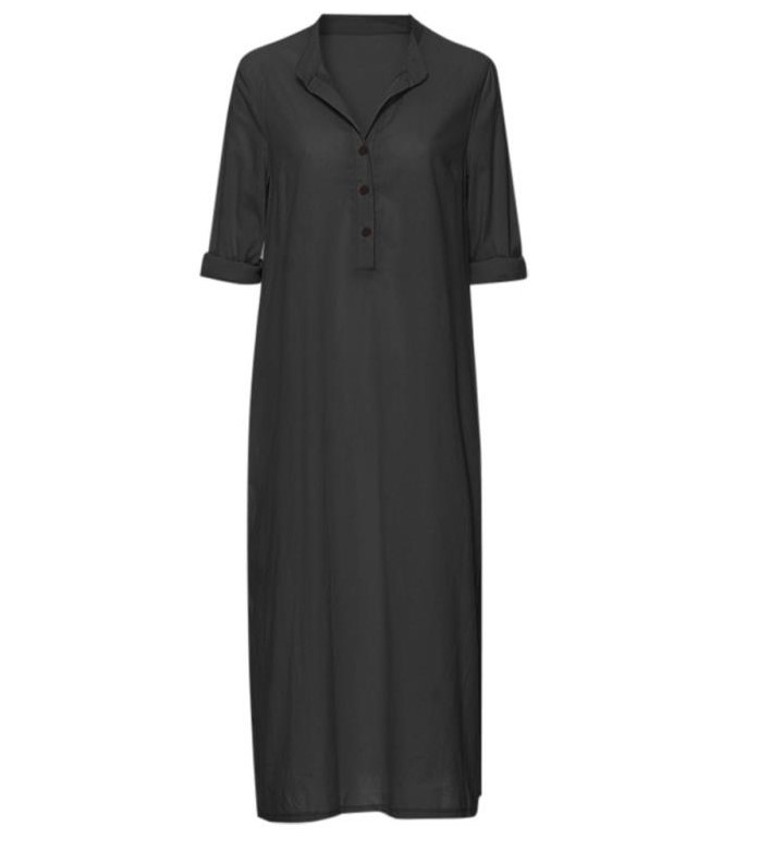 Linen Cotton Long Loose Waist Dress