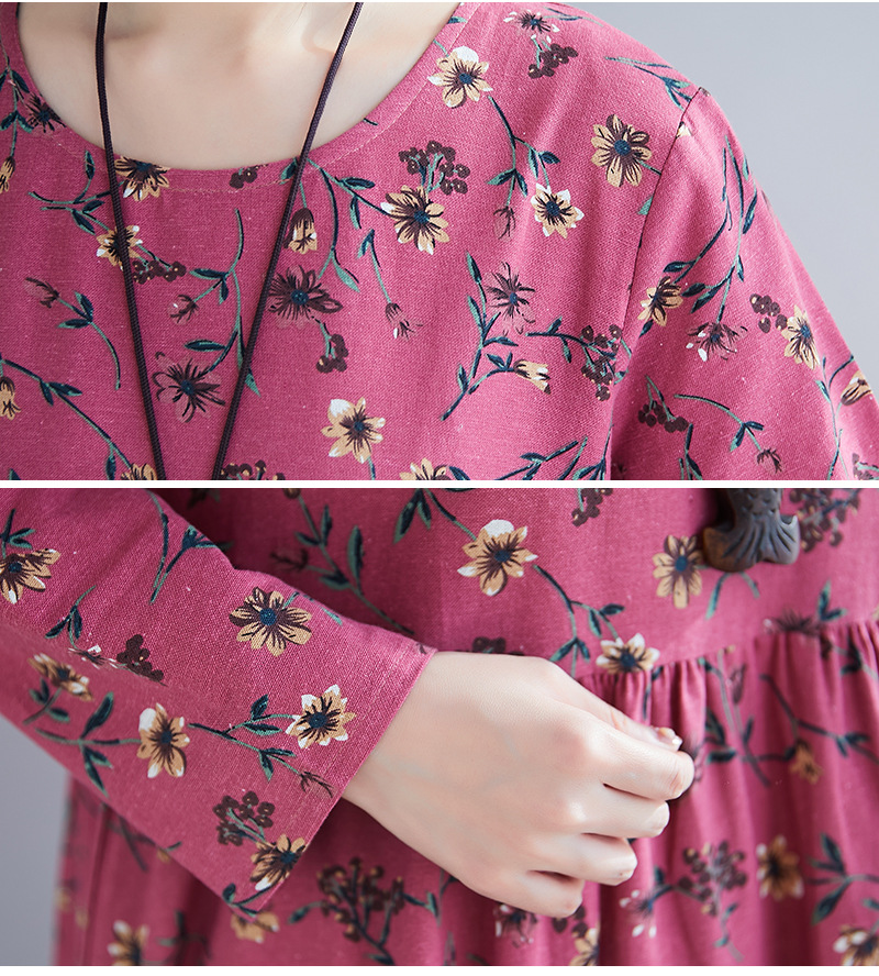 MM Fattening And Printing Long Sleeve Dress