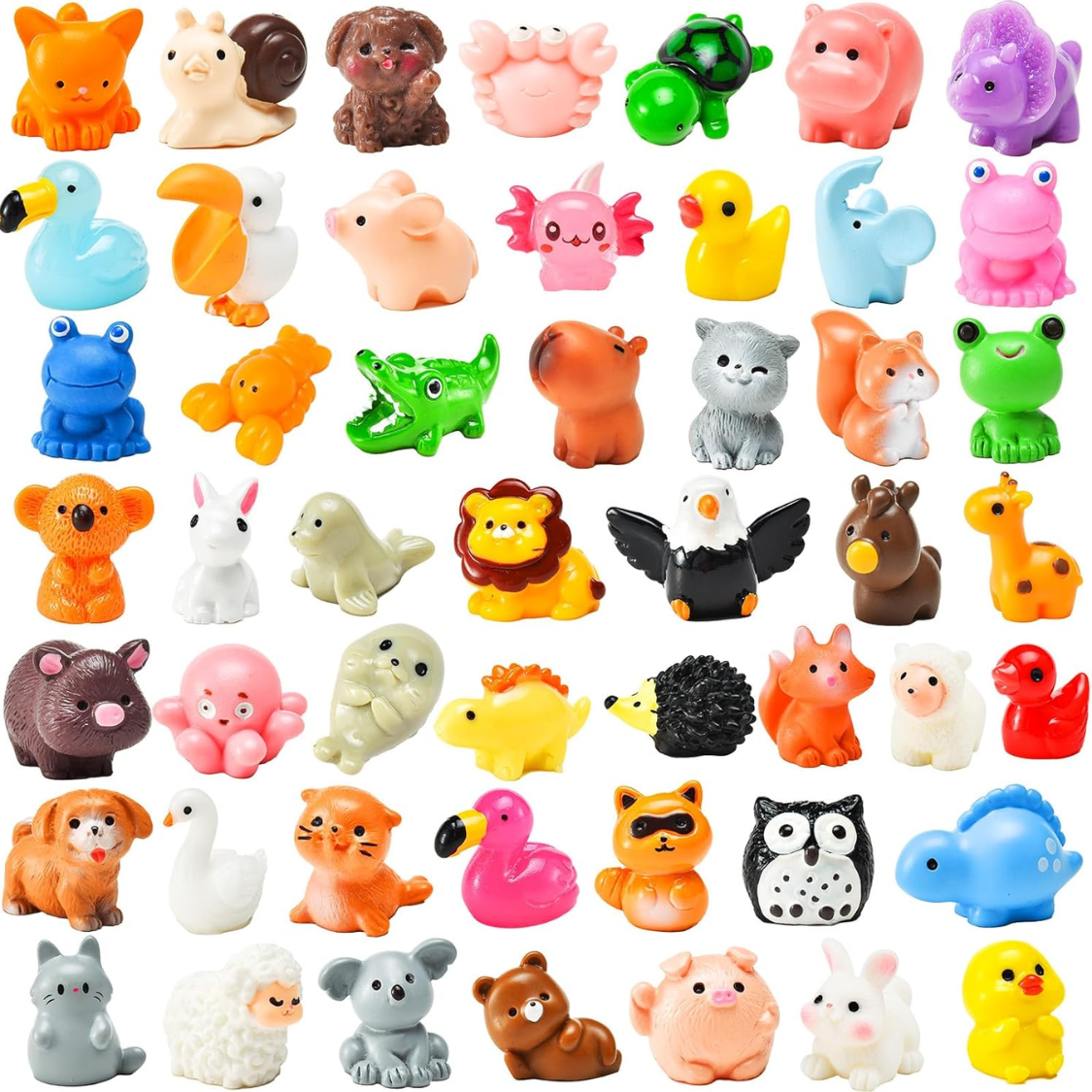 50 pièces mini résine animaux minuscules figurines d'animaux en résine en vrac