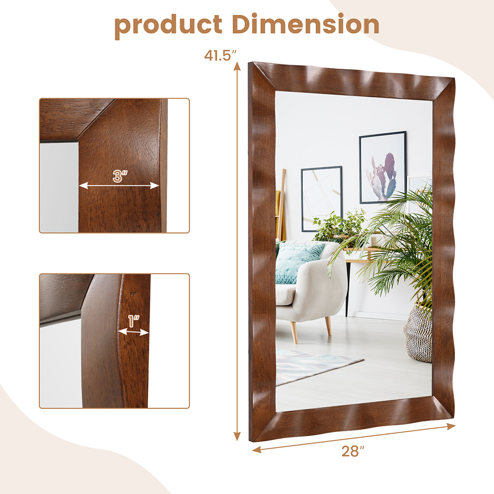 41.5 X 28 Inches Farmhouse Wall Mirror With Solid Wood Frame 6