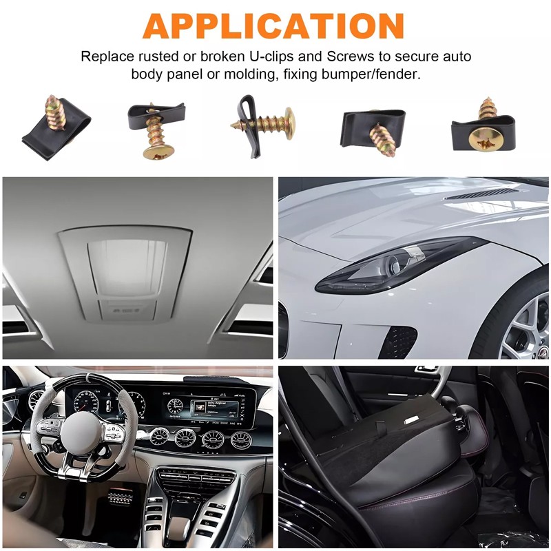 200X Universal Metal U-Type Screw   Clips Car Bumper Fender Trim Panel Fastener