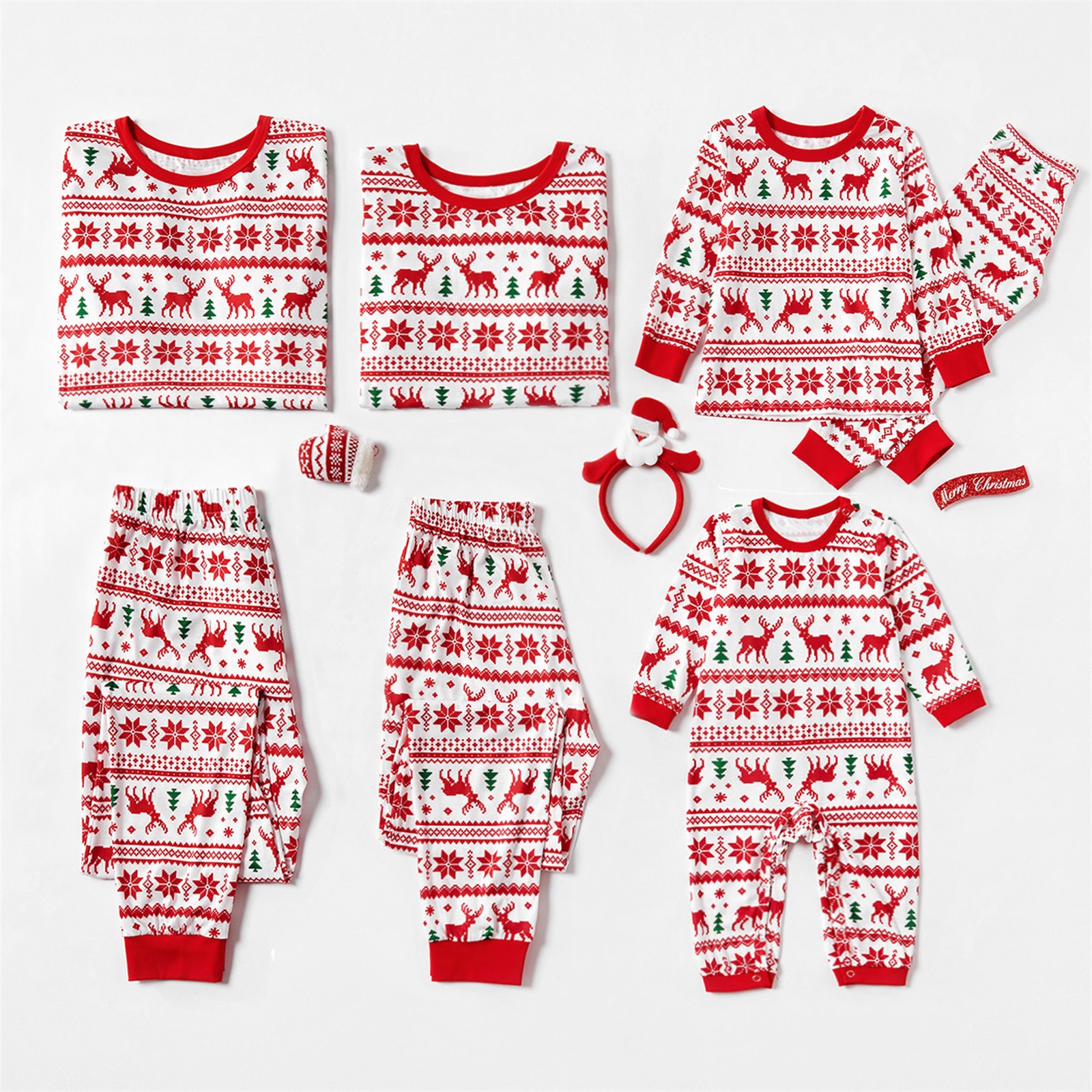 Home Wear Pajamas Christmas Print Casual Suit Whitered - Shop at LoveMi
