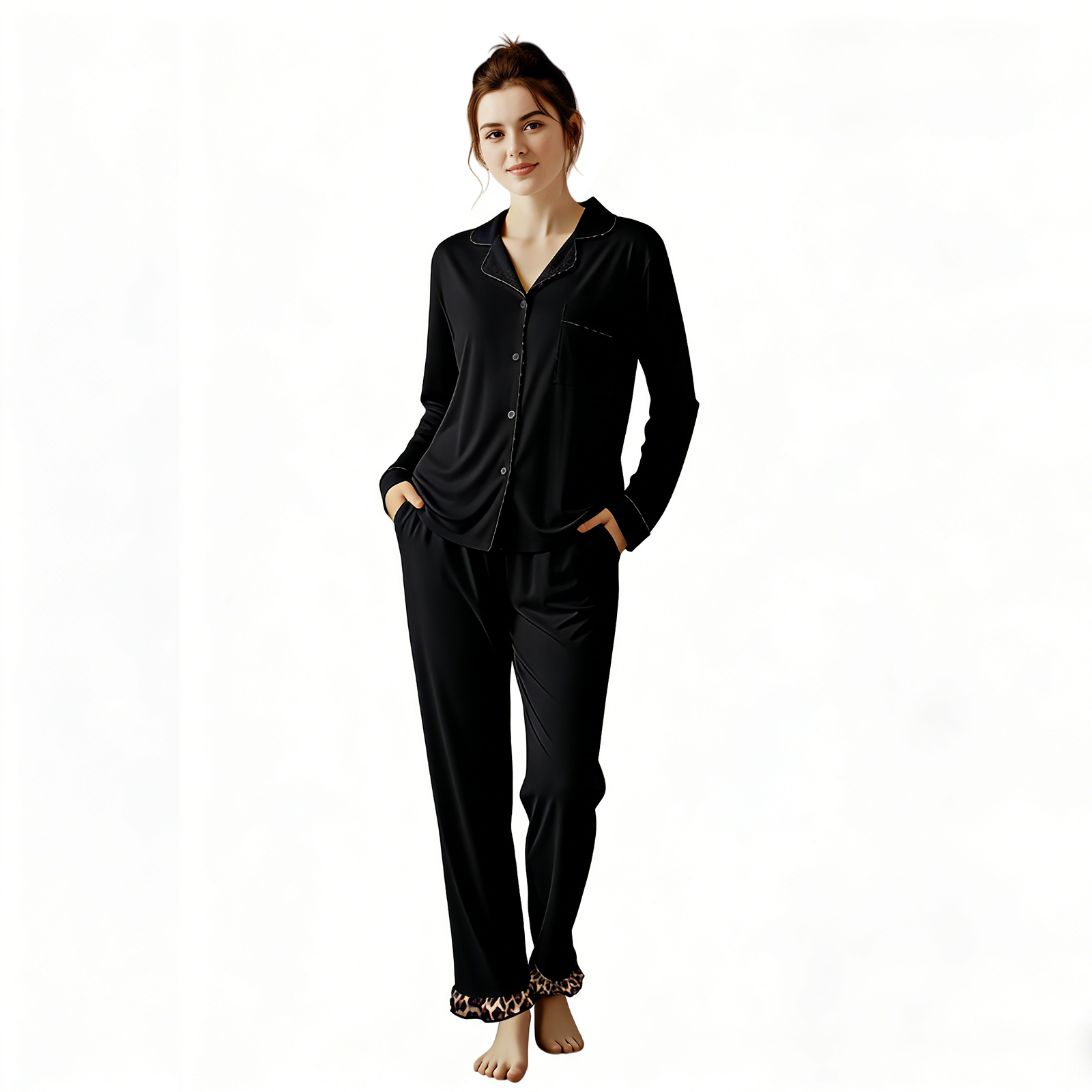 RONGTAI Cotton Womens Pajama Sets Comfy Fall Winter Pajama Set Long Sleeve Sleepwear 2 Pcs Pjs Nightwear