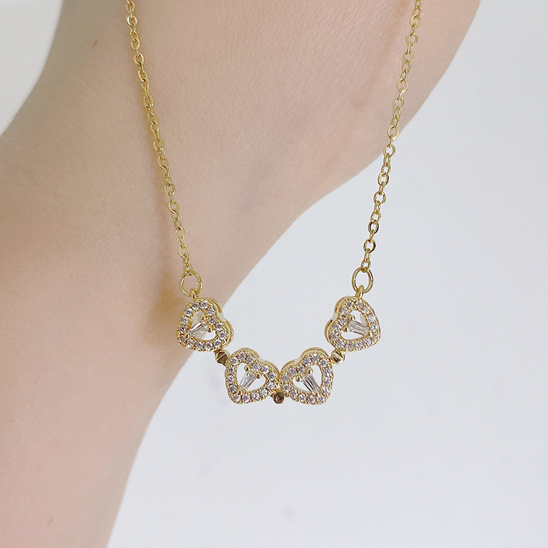 Multiple Ways To Wear Titanium Steel Necklace Women's Design Feeling Light Extravagant Love Heart Clavicle Chain Neck Chain