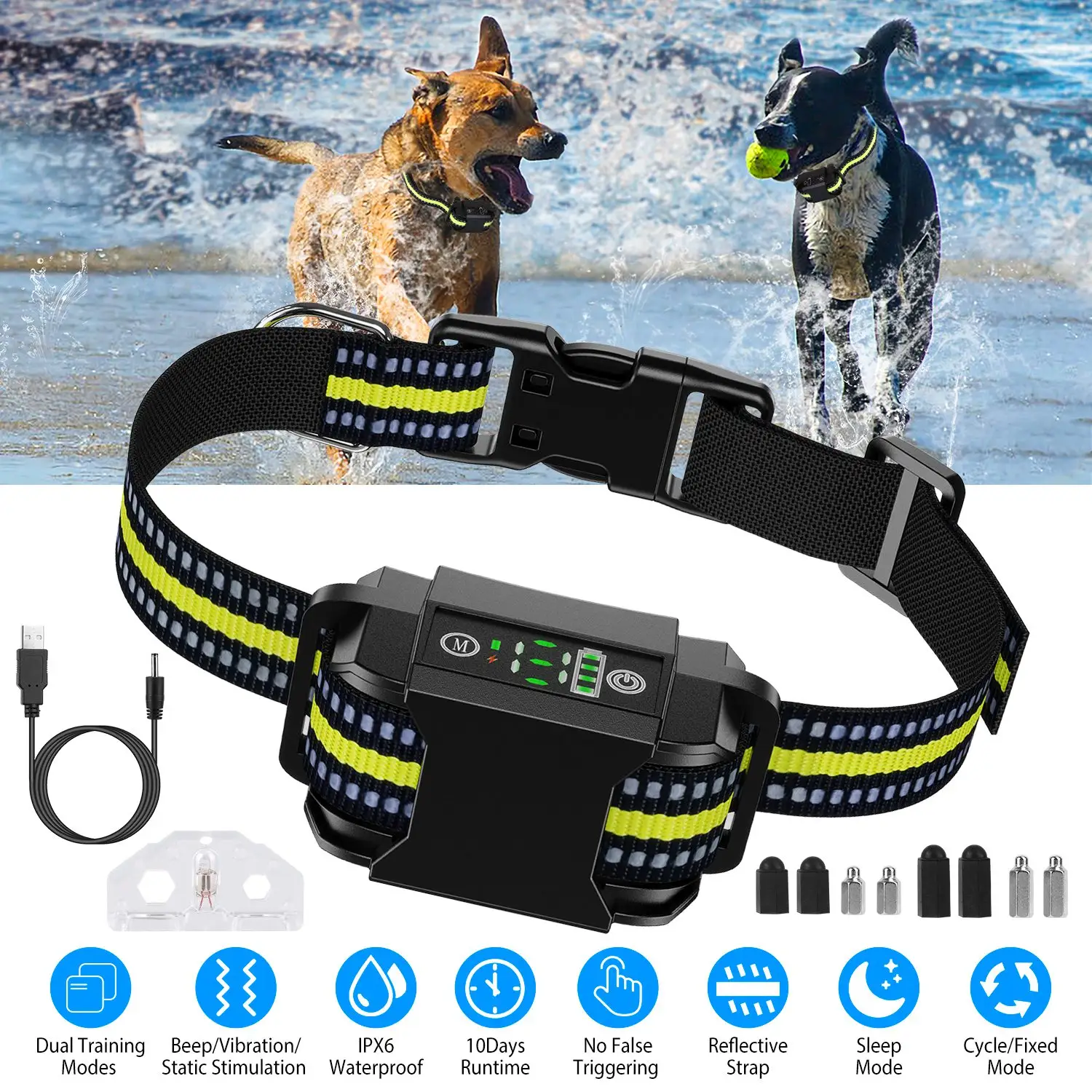 Dog Bark Collar Rechargeable Waterproof Beep Vibration