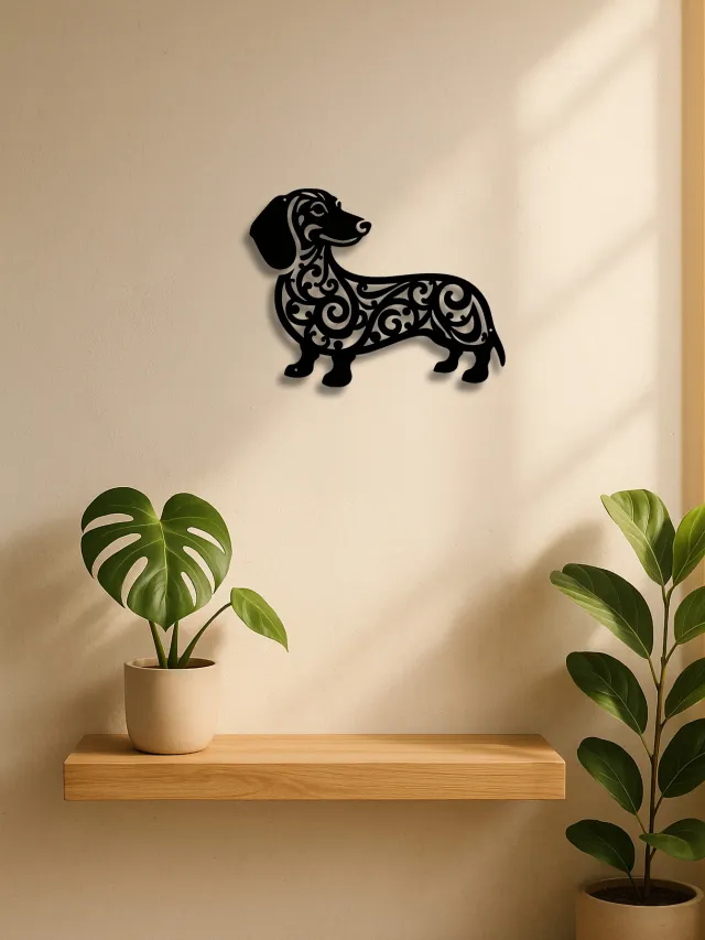 Iron Dachshund Dog Metal Wall Art,Modern Home & Outdoor Decor For Living Room Look At The Picture - Shop at LoveMi