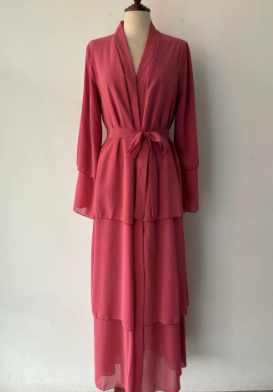 Stitching Three-layer Chiffon Elegant Cardigan Dress