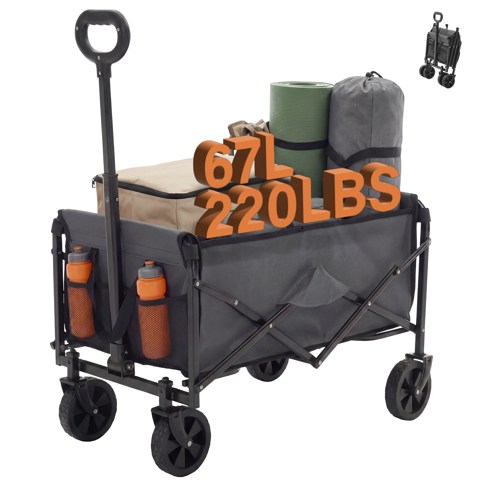 Foldable Trolley, With Wheels, Foldable, Large Capacity, 330 Pounds, Multi-functional Trolley, Heavy-duty Design, With Elastic Handles