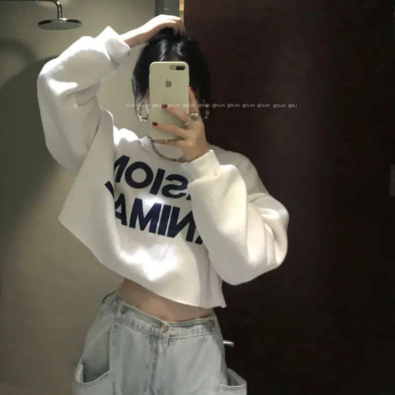 High Waist Short Ladies Personalized Sweater Trend - White
