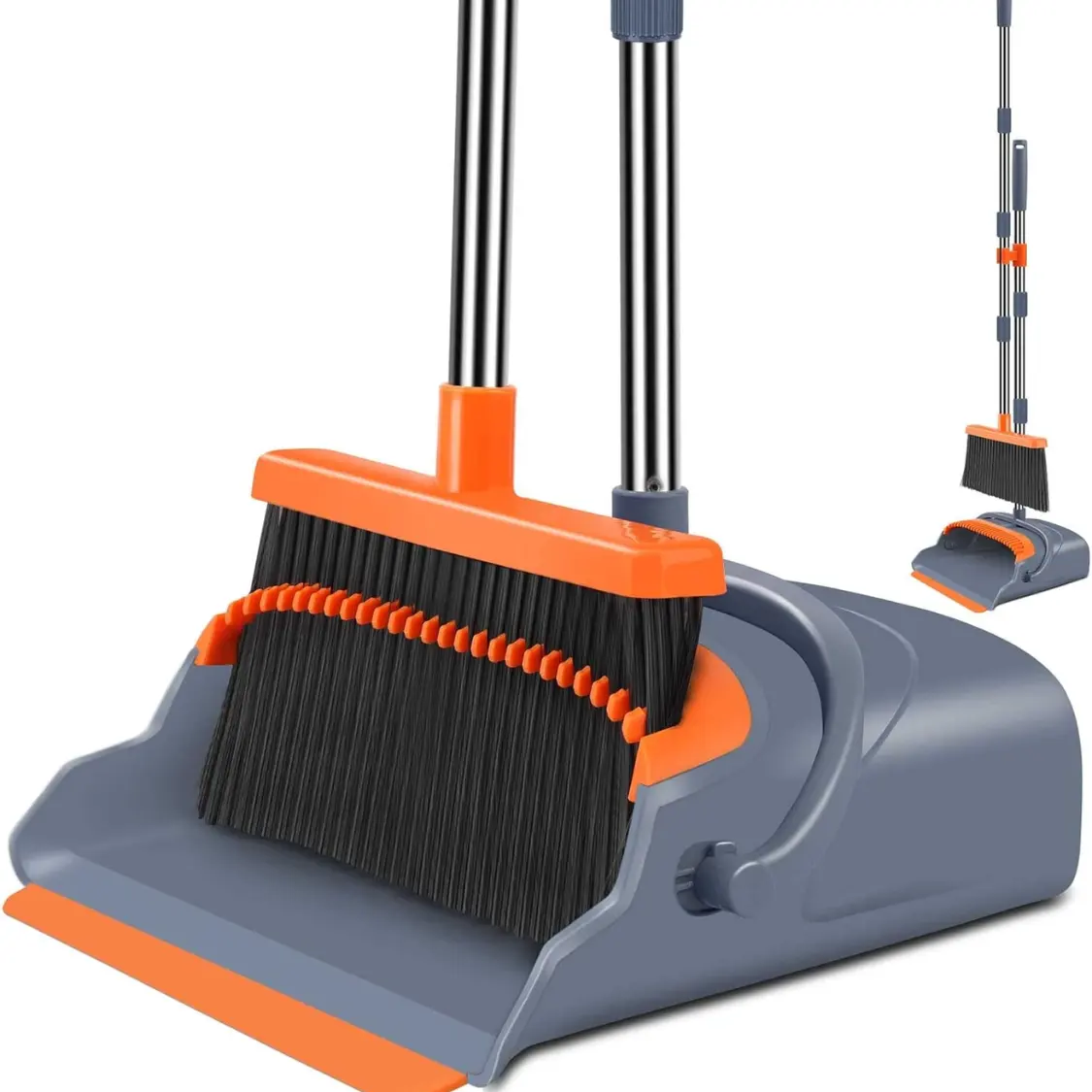 Upgrade Broom And Dustpan Set, Self-Cleaning