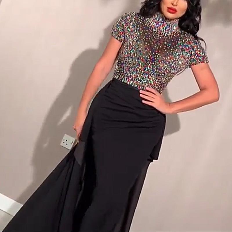 Women's Sequin Wrap Hip Party Gown Dress