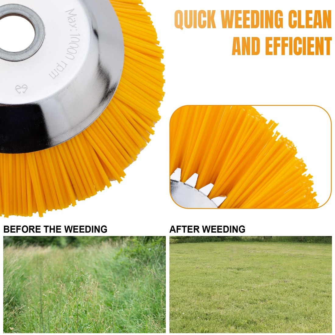 8 Inch Nylon Brushcutter Strimmer Brush Head For Moss And Path Weed Removal UK