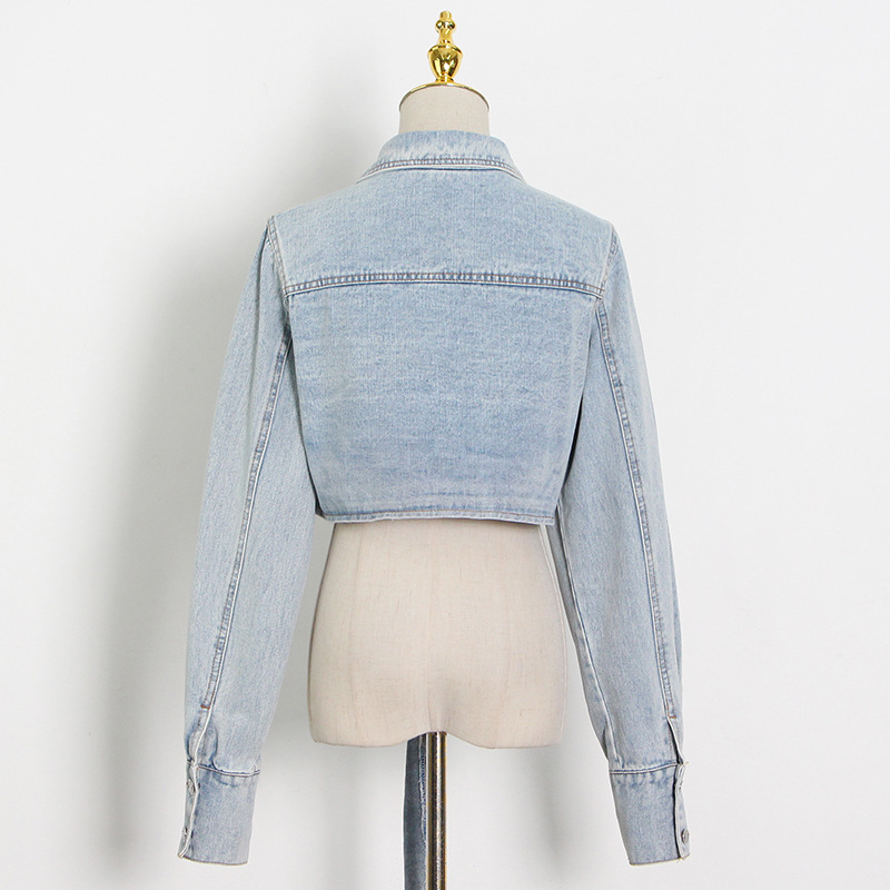 Title 6, Cropped Cropped Denim Jacket With Tie At The Chest