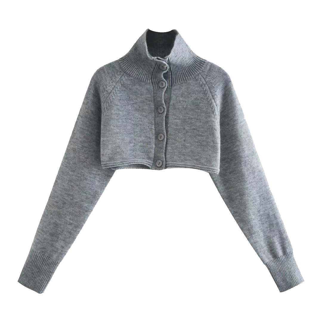 Title 5, Superkurzer Rollkragenpullover aus Wollstrick m...