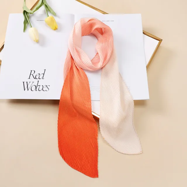 Color Blocking Small Ribbon Scarf Women's Pleated Hair Band Yz107 10X130Cm - Shop at LoveMi