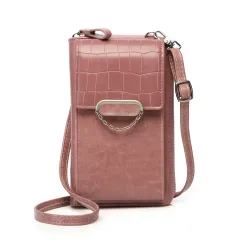 Mobile Phone Bag For Women Chain Stone Pattern Design Shoulder Bags - Pink - View 1