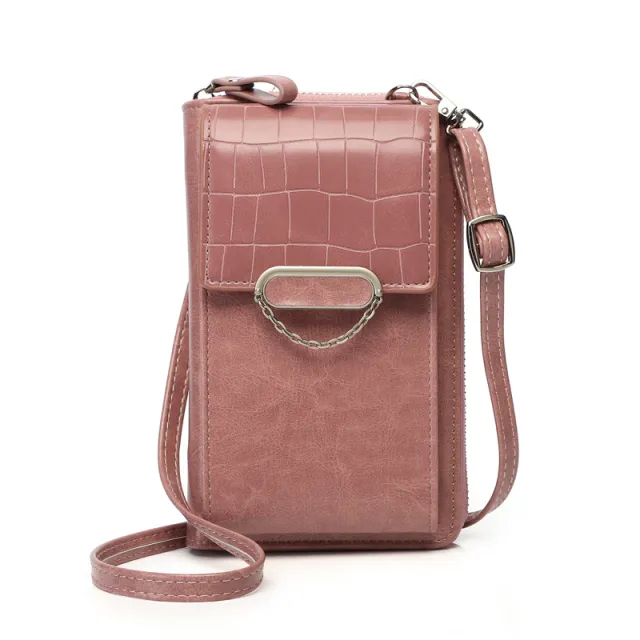 Mobile Phone Bag For Women Chain Stone Pattern Design Shoulder Bags Pink - Shop at LoveMi