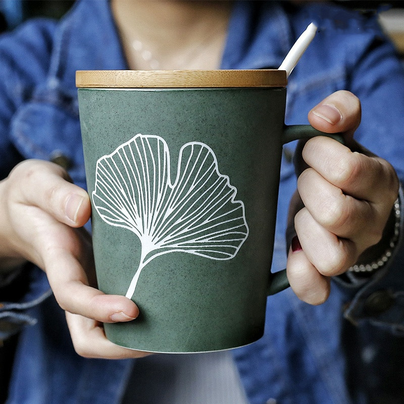 Title 4, Simple Leaf Water Cup Frosted Ceramic Creative ...