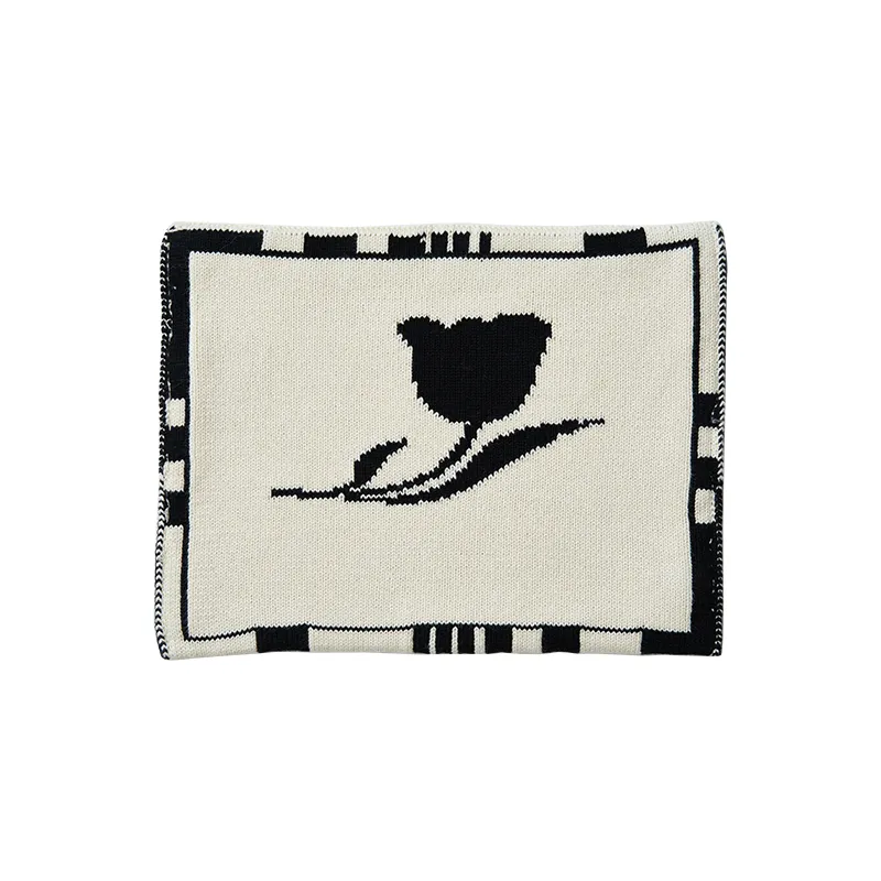 Vintage Tulip Living Room Organizer Knitted Tissue Bag - Black