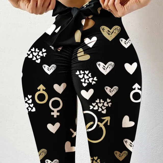 Printed Wrinkled Butterfly Peach Heart Print Black - Shop at LoveMi