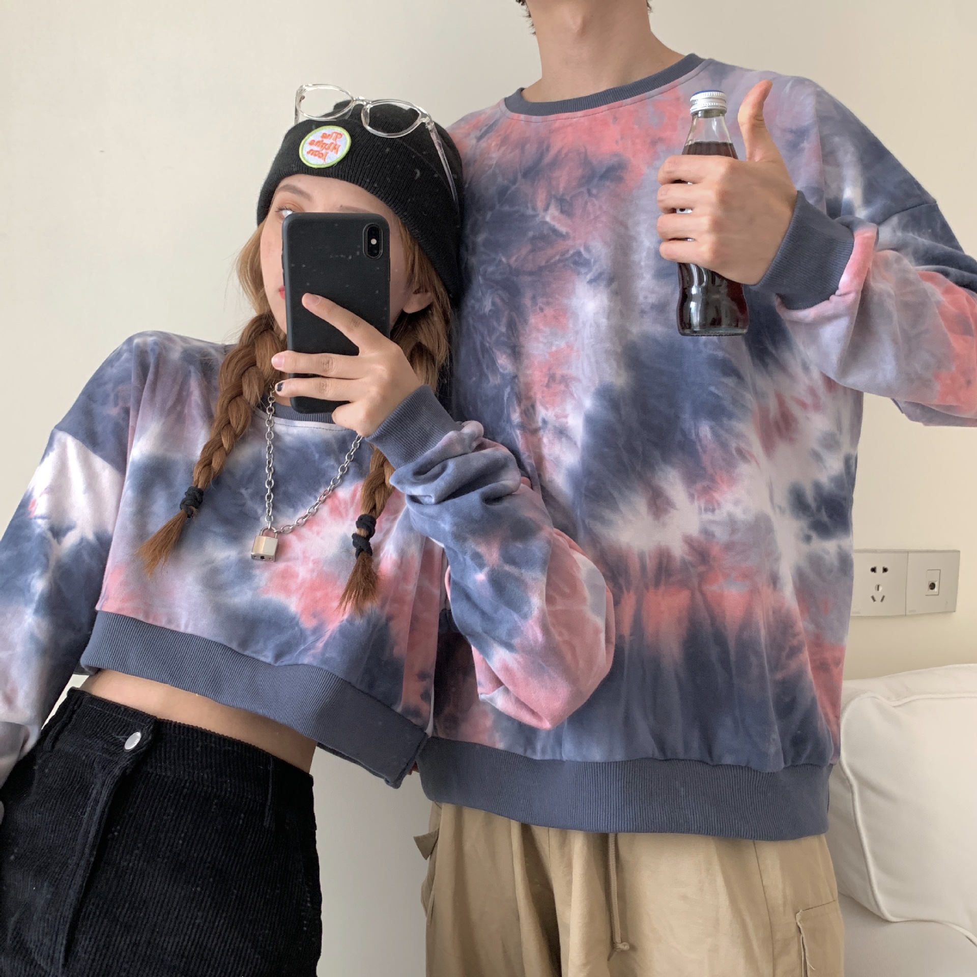 Title 1, Tie-dye Couple Girlfriends Dress Sweater Female...