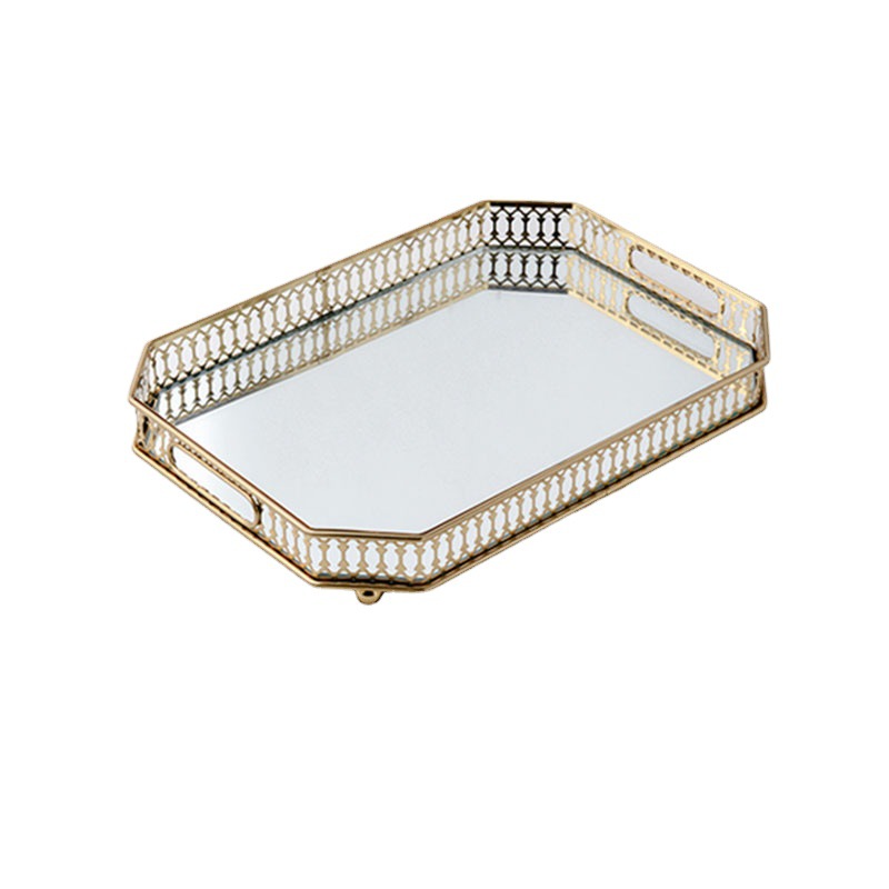 Title 1, Mirror Glass Plate Golden Wrought Iron Decorati...