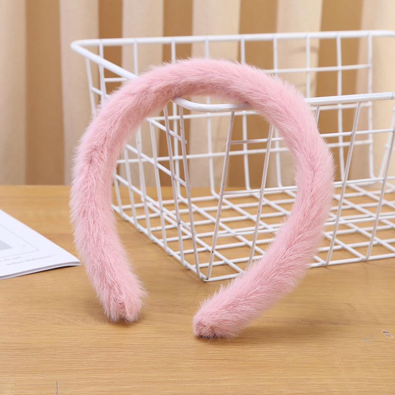 Title 1, Solid Color Plush Hair Band Candy Color Wide Br...