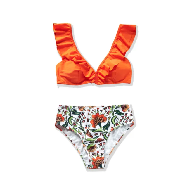 Printed swimsuit ruffled bikini Photo Color L - Shop at LoveMi