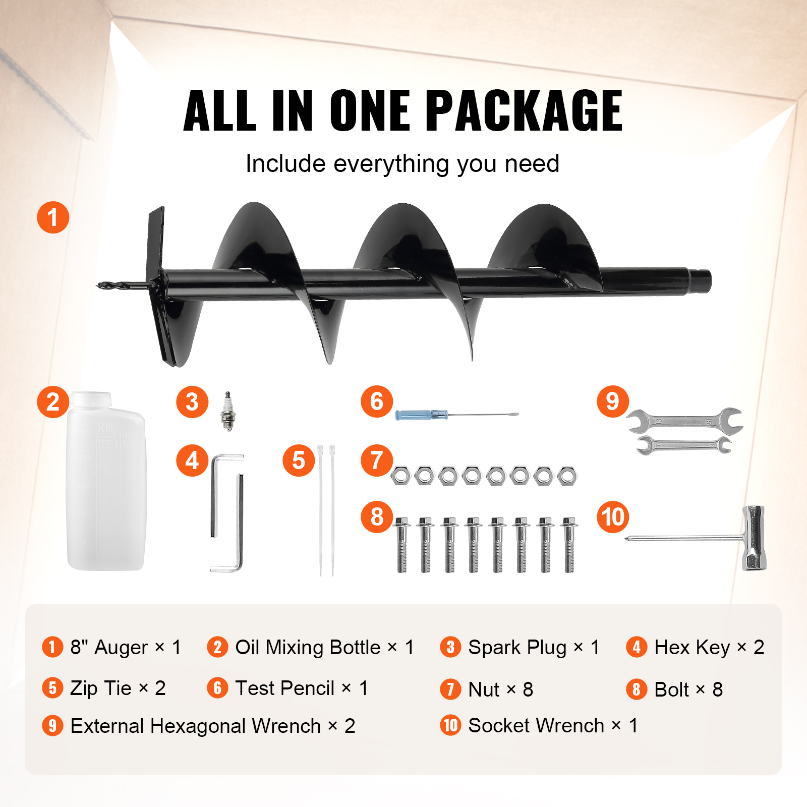 VEVOR Post Hole Digger, 43cc 1250W Auger Post Hole Digger, Gas Powered Earth Digger With  Earth Auger Drill Bit, 30 Inch Long Alloy Steel Auger, For Farmland, Garden And Plant, EPA Certification image 2